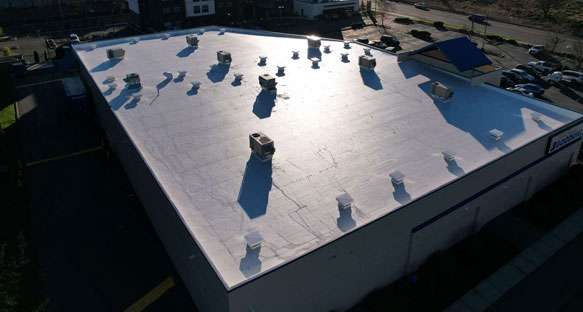 white TPO roofing installed